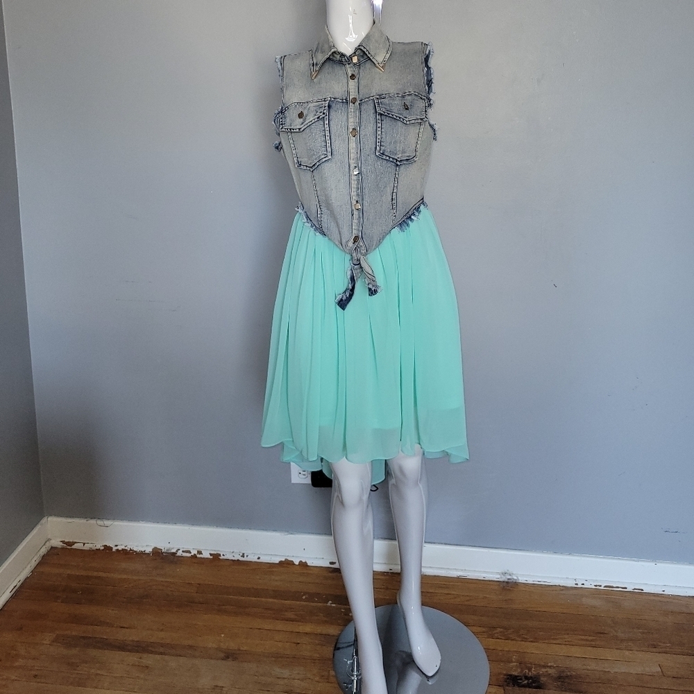 Do & Be Denim Chiffon Dress, BNWT, Size M